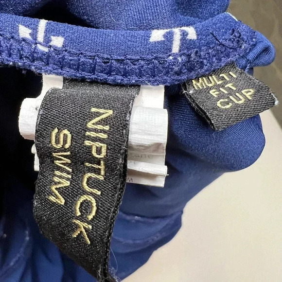 Nip Tuck Swim Multi Fit Cup Blue and White Nautical Anchor Design Womens Size 10 - Picture 4 of 5